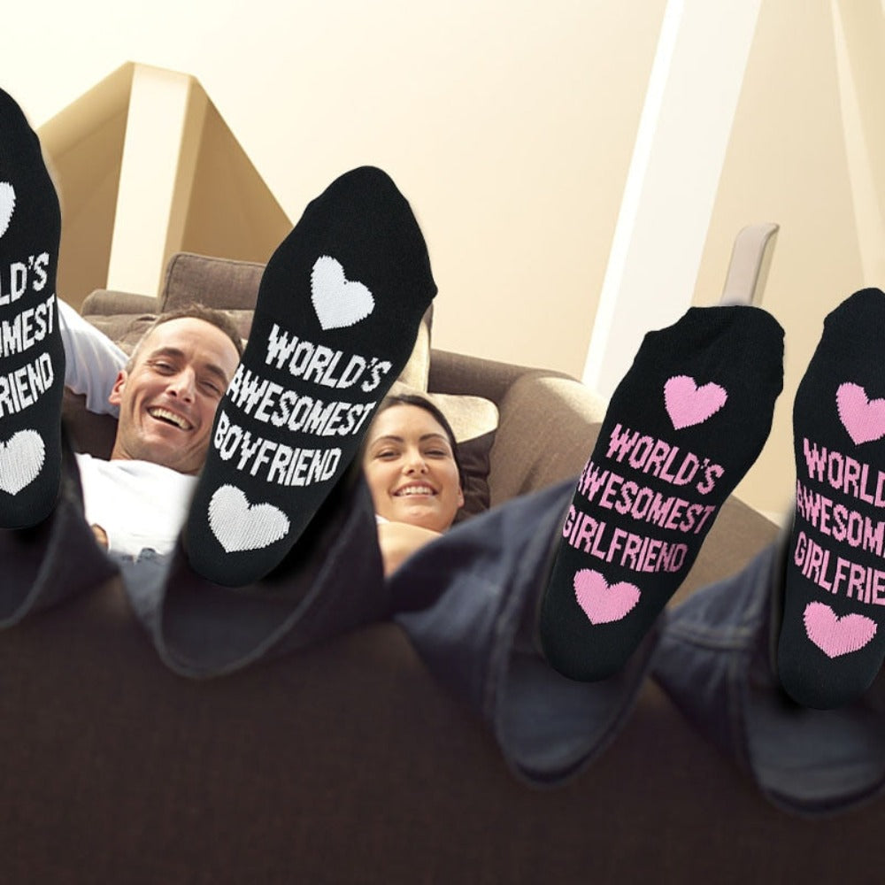 World's Awesome Girlfriend Boyfriend Couple Socks