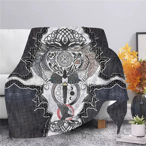 3D Viking Rune Compass Raven Valhalla Throw Blanket (18 Style) 4 Sizes