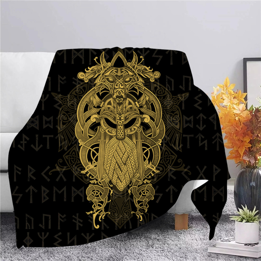 3D Viking Rune Compass Raven Valhalla Throw Blanket (18 Style) 4 Sizes