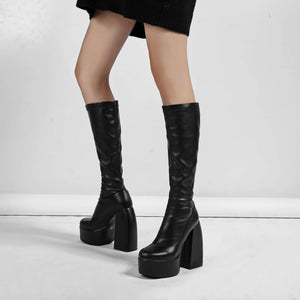 Knee High Heel Platform Boots (4 Colors) Size 3-14