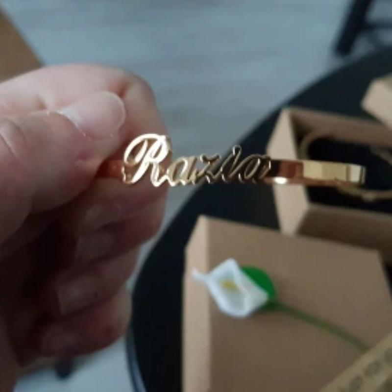 Custom Laser Cut Infinite Name Bangle Bracelet