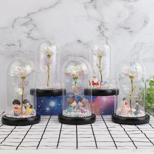 Rainbow Orbs Galaxy Enchanted Rose LED Glass Display (7 Designs)