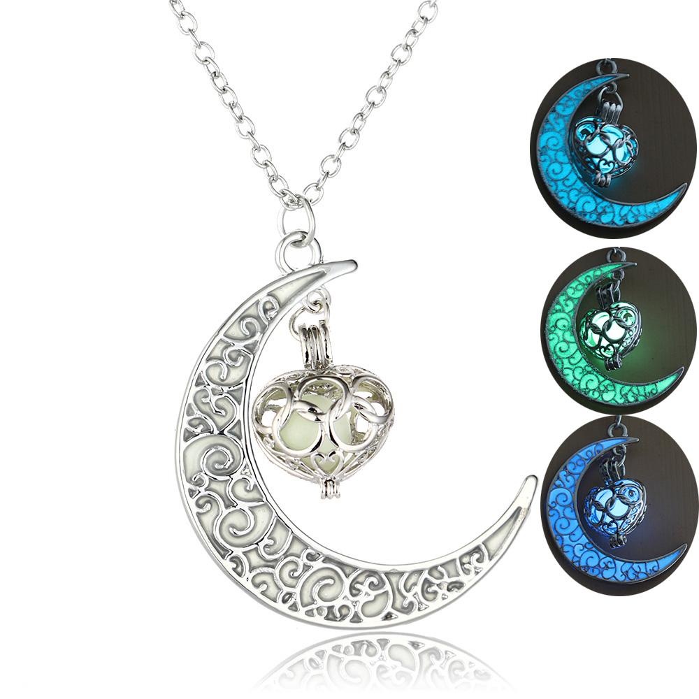 Navigator Heart Moonlight Pendant Necklace Glows In The Dark (2 Colors)