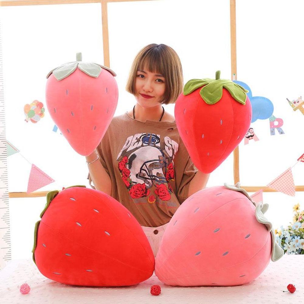 Kawaii Strawberry Fruit Pillow Plush Stuffed (2 Colors)