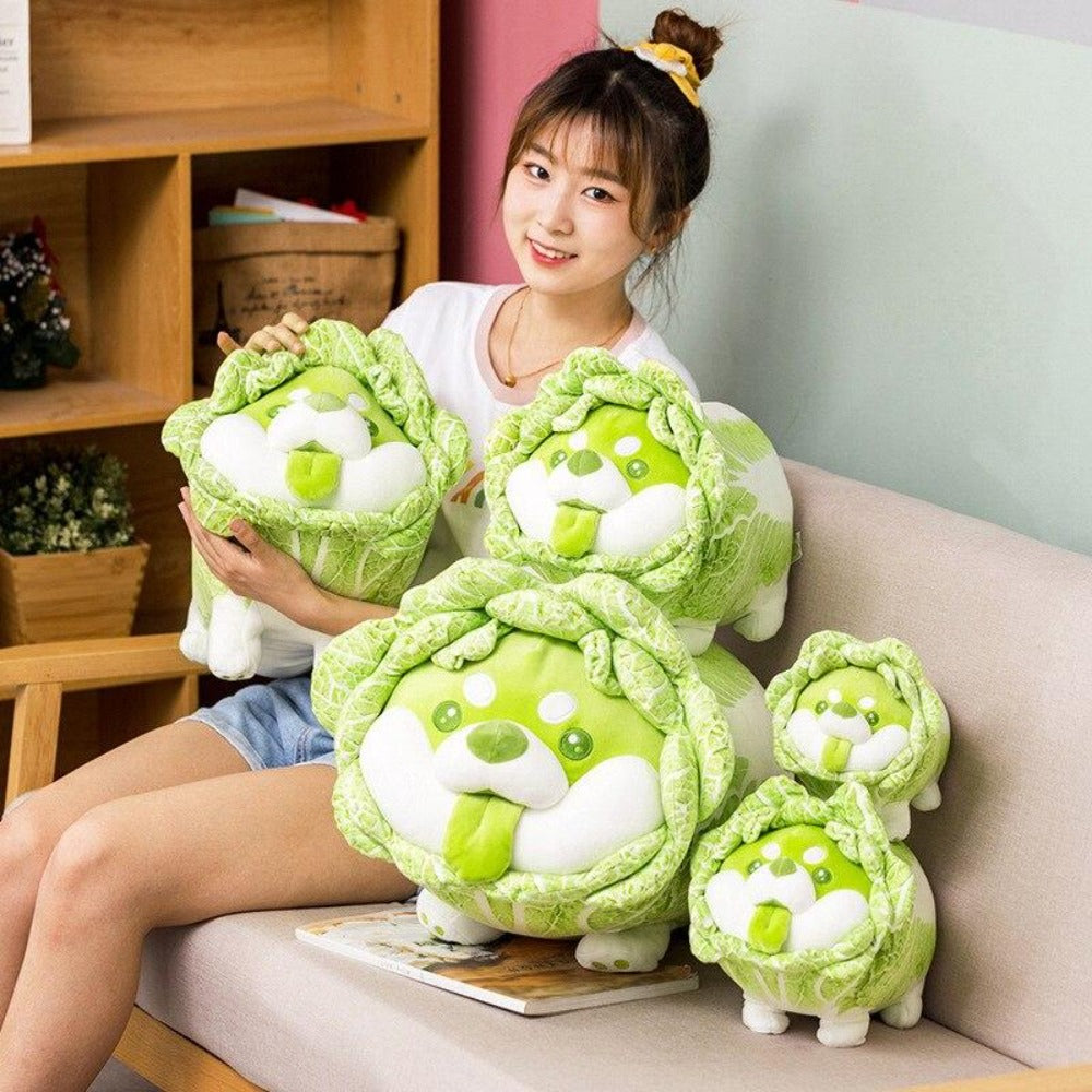 Cabbage Shiba Dog Pillow Plush Stuffed Animal (5 Sizes)