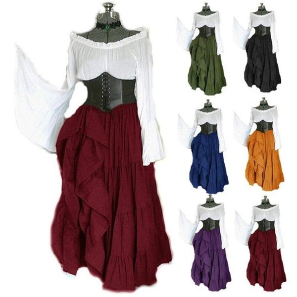 Renaissance Dress Medieval Wench Corset Belt Elf Costume Plus Size GOT ...