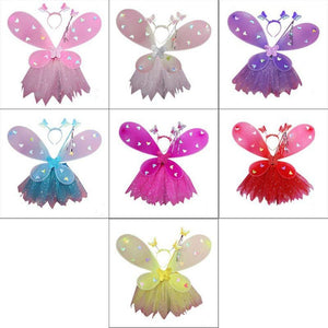 LED Luminous Kids Fairy Butterfly Wings Costume Set (7 Colors)