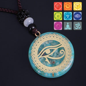 Orgonite Horus Eye of Ra Pendant Amazonite Necklace