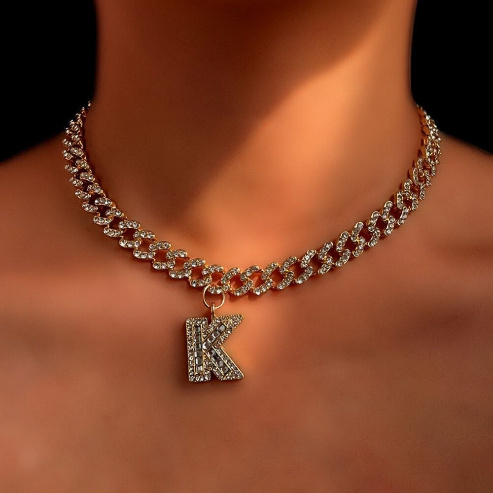 Ice Bling Personalized Letter Initial Custom Necklace