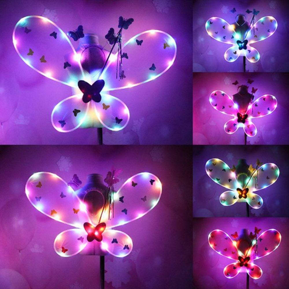 LED Luminous Kids Fairy Butterfly Wings Costume Set (7 Colors)