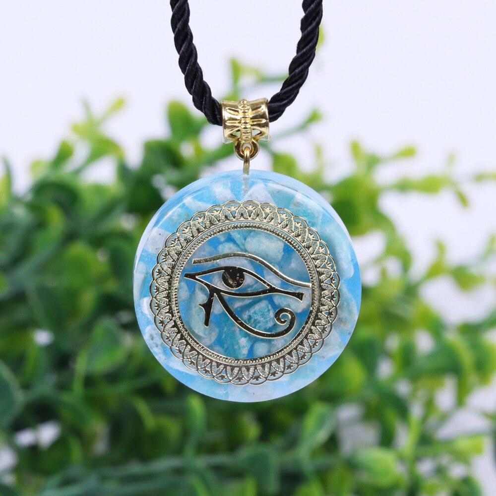 Orgonite Horus Eye of Ra Pendant Amazonite Necklace