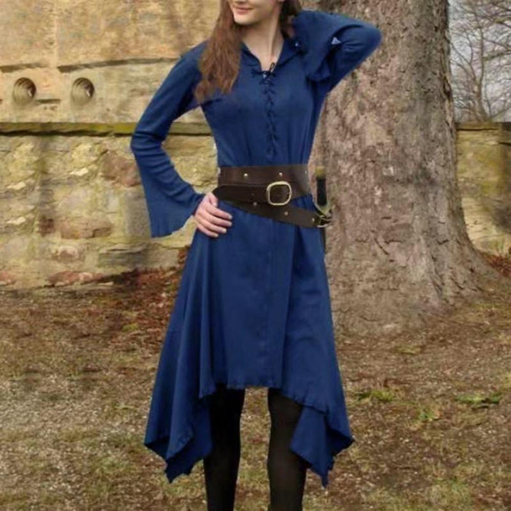 Renaissance Medieval Gothic Victorian Long Sleeve Dress (5 Colors) M-4XL