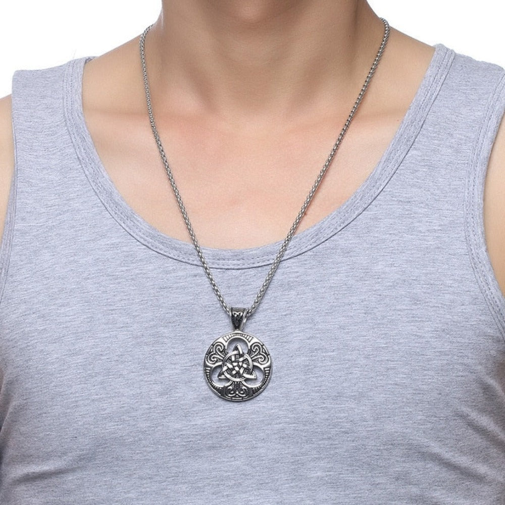 Viking Celtic Knot Pendant Necklace Chain for Men (8 Colors & 2 Styles) 50CM-70CM