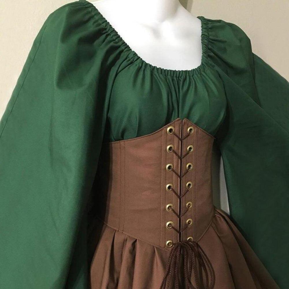 Renaissance Archer Elf Princess Full Sleeve Dress (4 Colors) S-5XL