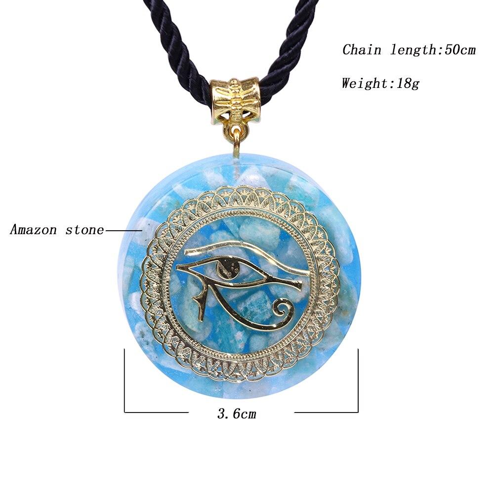 Orgonite Horus Eye of Ra Pendant Amazonite Necklace