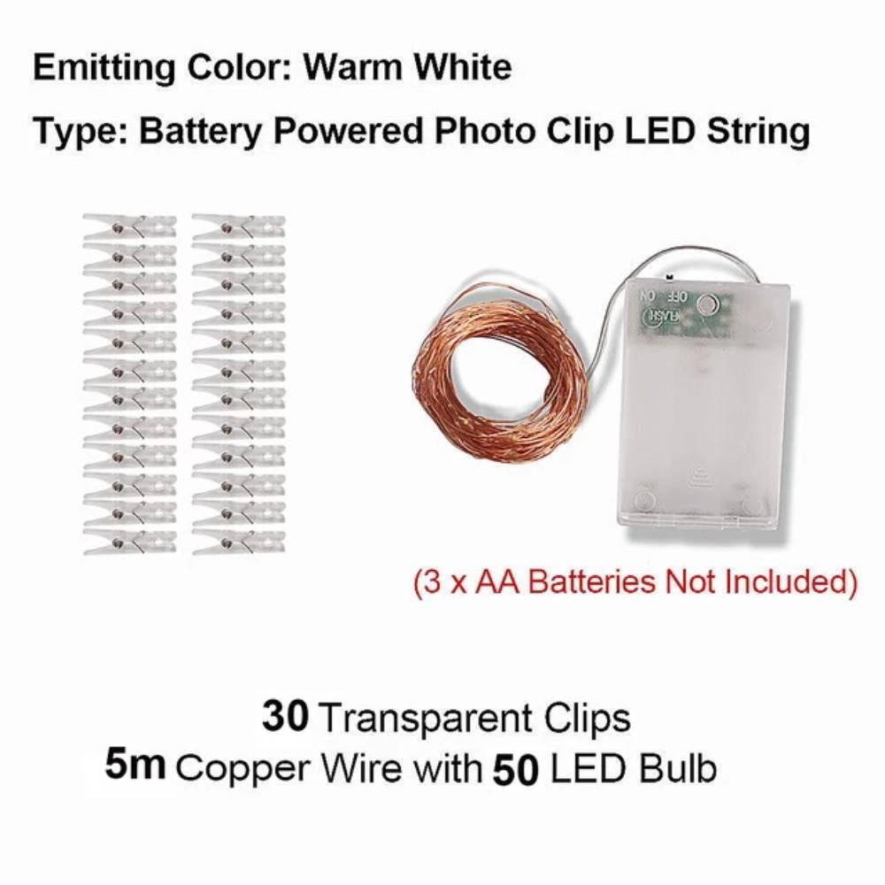 LED Indoor Photo Fairy Copper Lights Kit (3 Sizes)