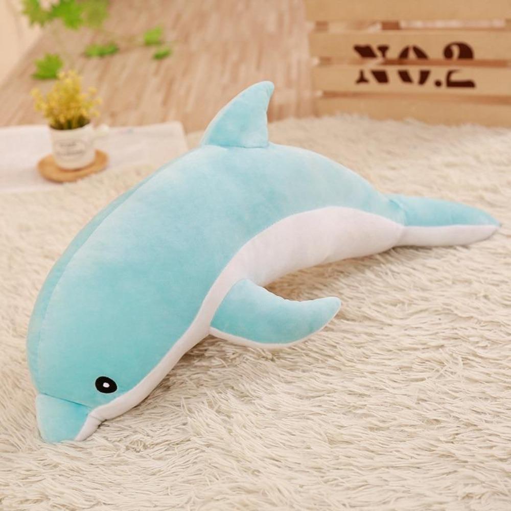 Dolphin Pillow Plush 3D Stuffed Animal (5 Sizes) Pink, Blue or Grey