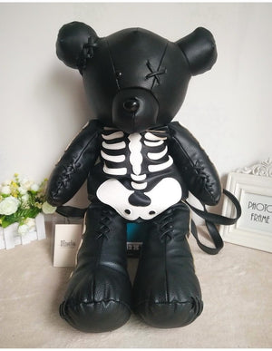 Skeleton Teddy Bear Goth Plush Backpack Purse 3D Stuffed Animal (3 Colors) 65cm