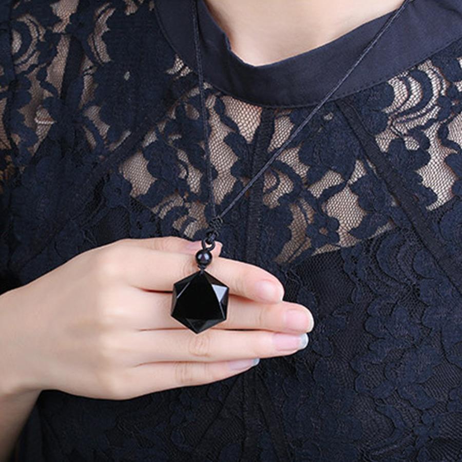 Obsidian Hexagram Necklace Protection Pendant (4 Options) 6 Sided Star of David