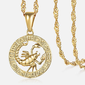 Astrology Zodiac Necklace Pendant Horoscope Constellations (12 Designs) Gold