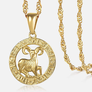 Astrology Zodiac Necklace Pendant Horoscope Constellations (12 Designs) Gold