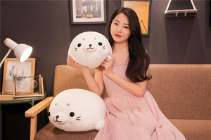 Chubby White Seal Pillow Plush 3D Stuffed Animal (2 Sizes)