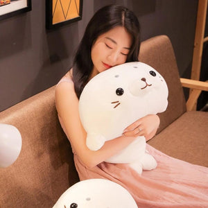 Chubby White Seal Pillow Plush 3D Stuffed Animal (2 Sizes)