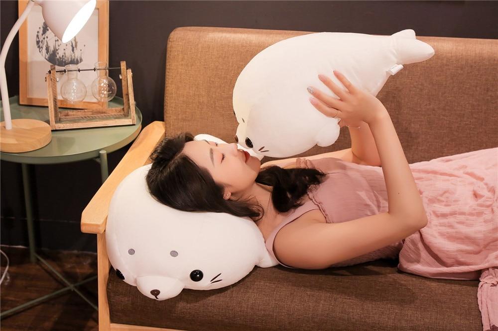 Chubby White Seal Pillow Plush 3D Stuffed Animal (2 Sizes)