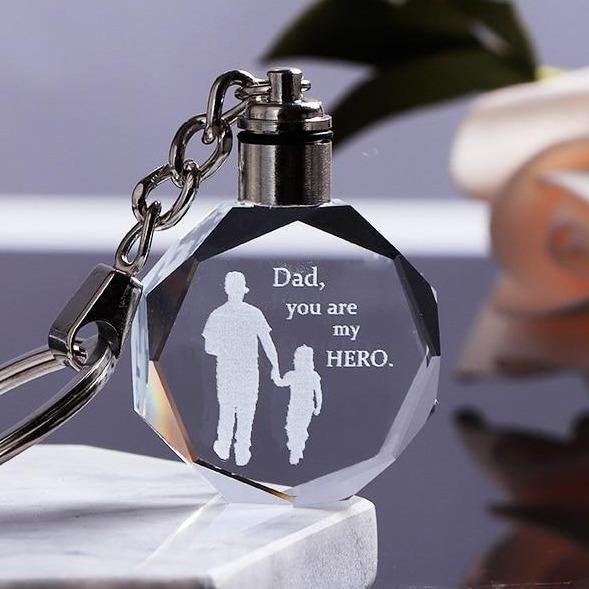 Dad You Are My Hero Laser Engraved LED Keychain