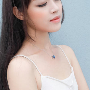 Aurora Borealis Halo Crystal Necklace 925 Sterling Silver (2 Variants)