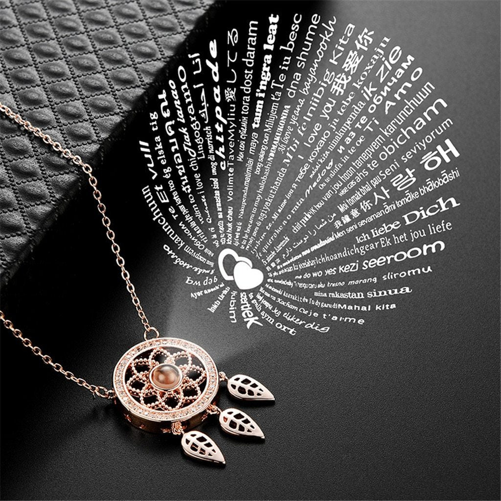 Dream Catcher "I Love You" Forever 100 Language Micro Projection Necklace