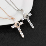"I Love You" Forever (Cross) 100 Language Micro Projection Necklace