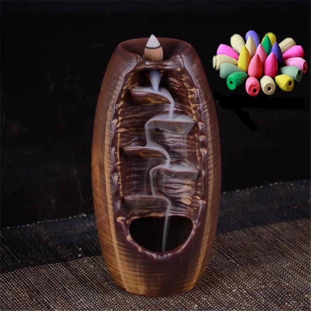 Mystic Mountain River Down Flow Draft Incense Burner (2 Sizes & Colors)