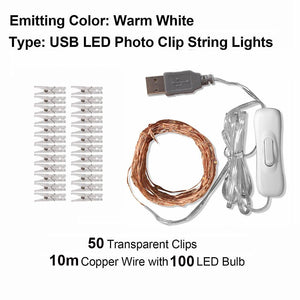 LED Indoor Photo Fairy Copper Lights Kit (3 Sizes)