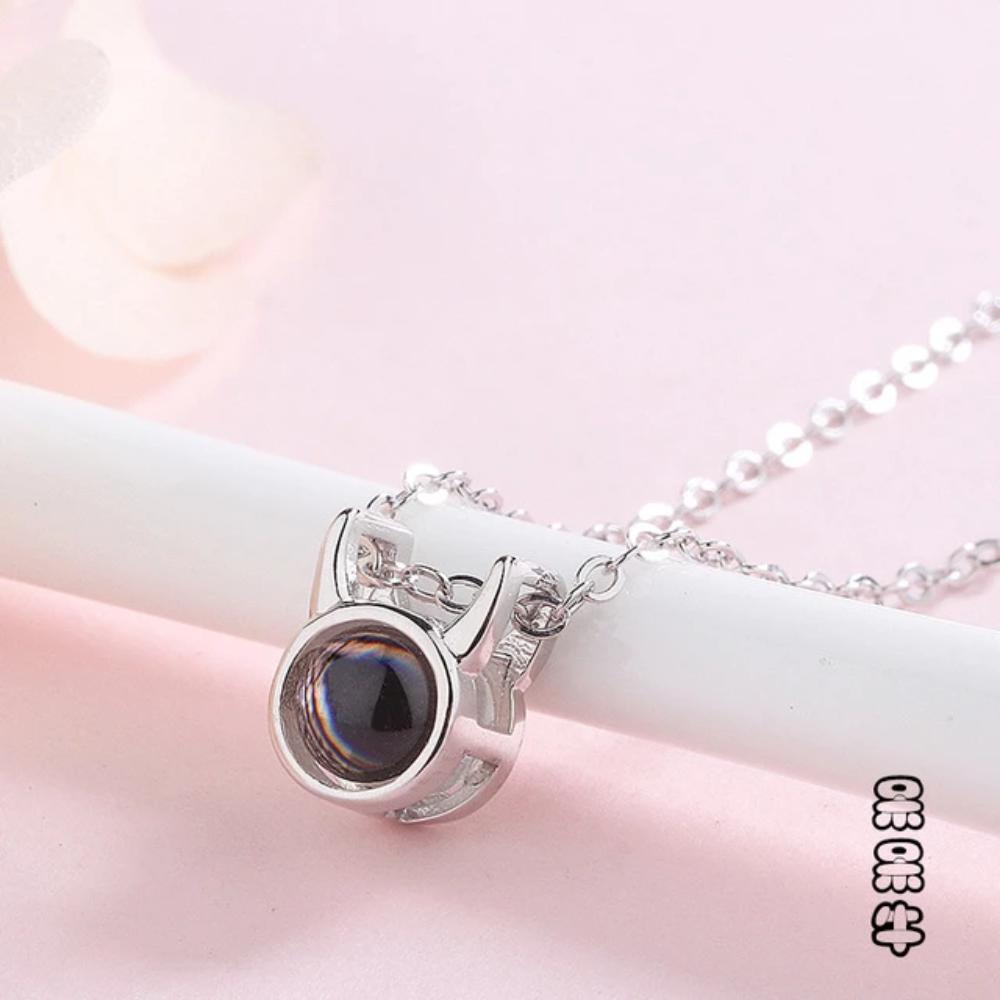 "I Love You" Sterling Silver 100 Language Micro Projection Necklace With Optional Rose Box