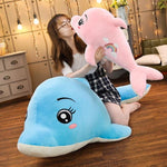 Chubby Dolphin Pillow Plush 3D Stuffed Animal (4 Sizes) Pink or Blue