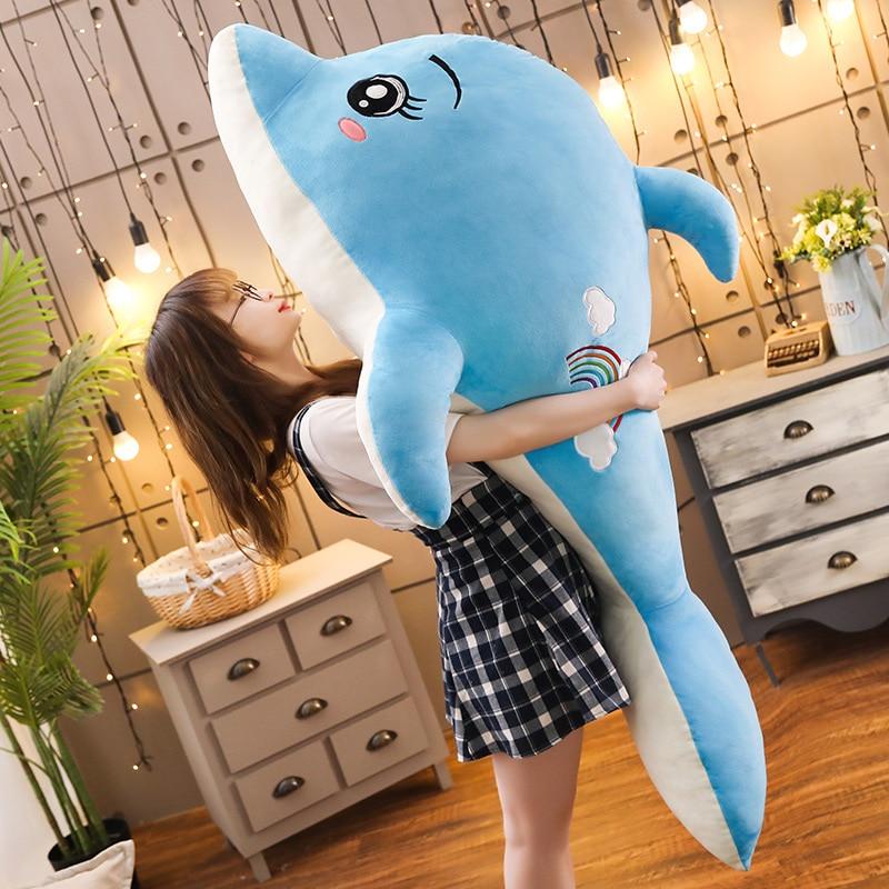 Chubby Dolphin Pillow Plush 3D Stuffed Animal (4 Sizes) Pink or Blue