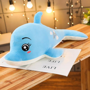 Chubby Dolphin Pillow Plush 3D Stuffed Animal (4 Sizes) Pink or Blue