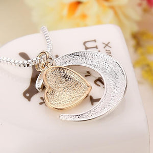 I Love You to the Moon and Back Mom Mother's Day Heart Necklace Pendant