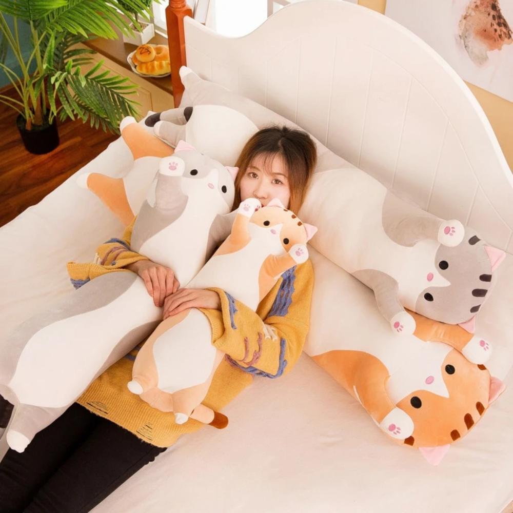 Tubular Kitty Pillow Plush 3D Stuffed Animal (2 Colors) Multiple Sizes