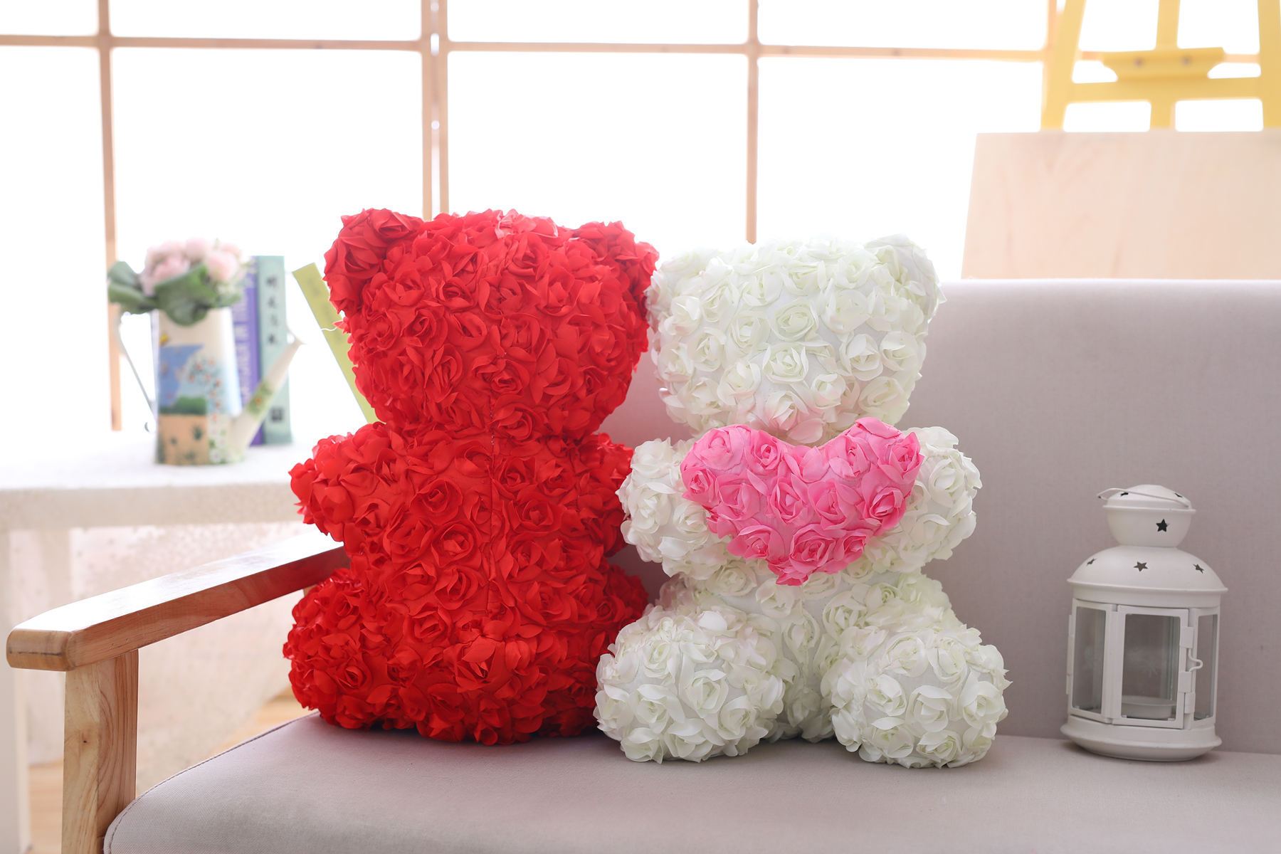 40cm Enchanted Forever Rose Heart Teddy Bear (5 Colors)