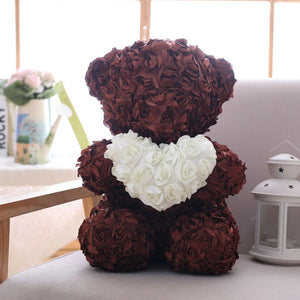 40cm Enchanted Forever Rose Heart Teddy Bear (5 Colors)
