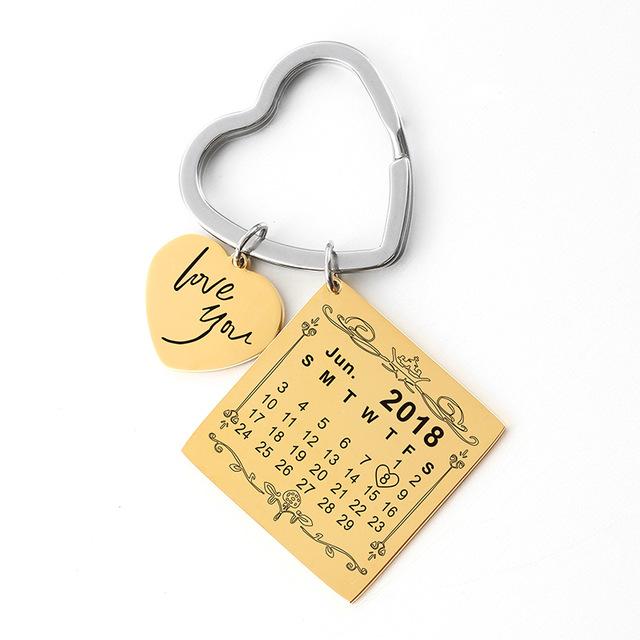 Custom Personalized Calendar Anniversary Birthday Keychain (45 Options)