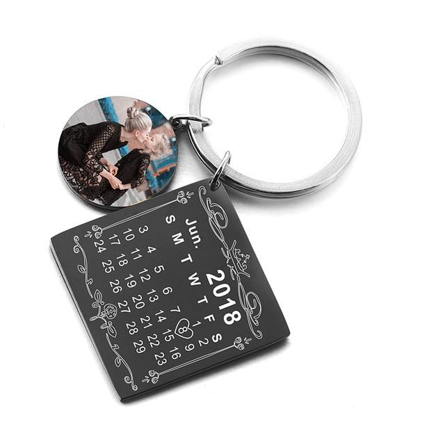 Custom Personalized Calendar Anniversary Birthday Keychain (45 Options)