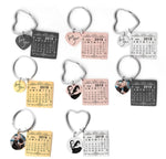 Custom Personalized Calendar Anniversary Birthday Keychain (45 Options)