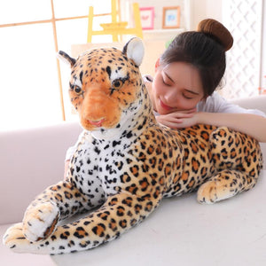 Big Kitty Pillow Plush 3D Stuffed Animal (8 Sizes) Tiger or Leopard (Black, Brown or White)