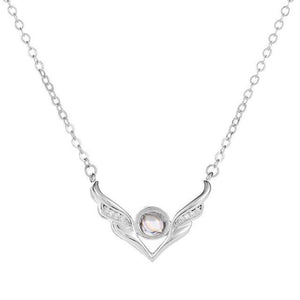 "I Love You" Forever (Angel Wings) 100 Language Micro Projection Necklace