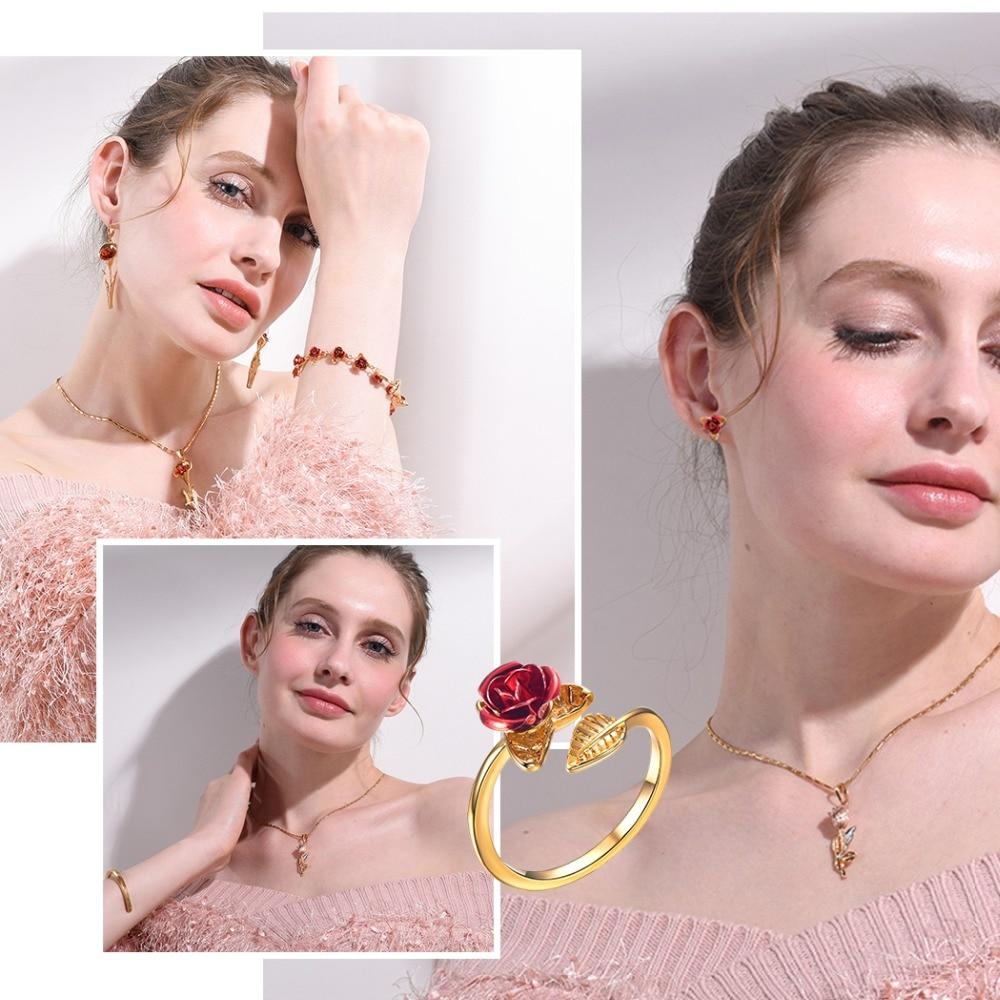 Red Rose Earrings Set (3 Finishes)