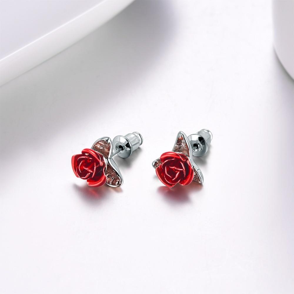 Red Rose Earrings Set (3 Finishes)