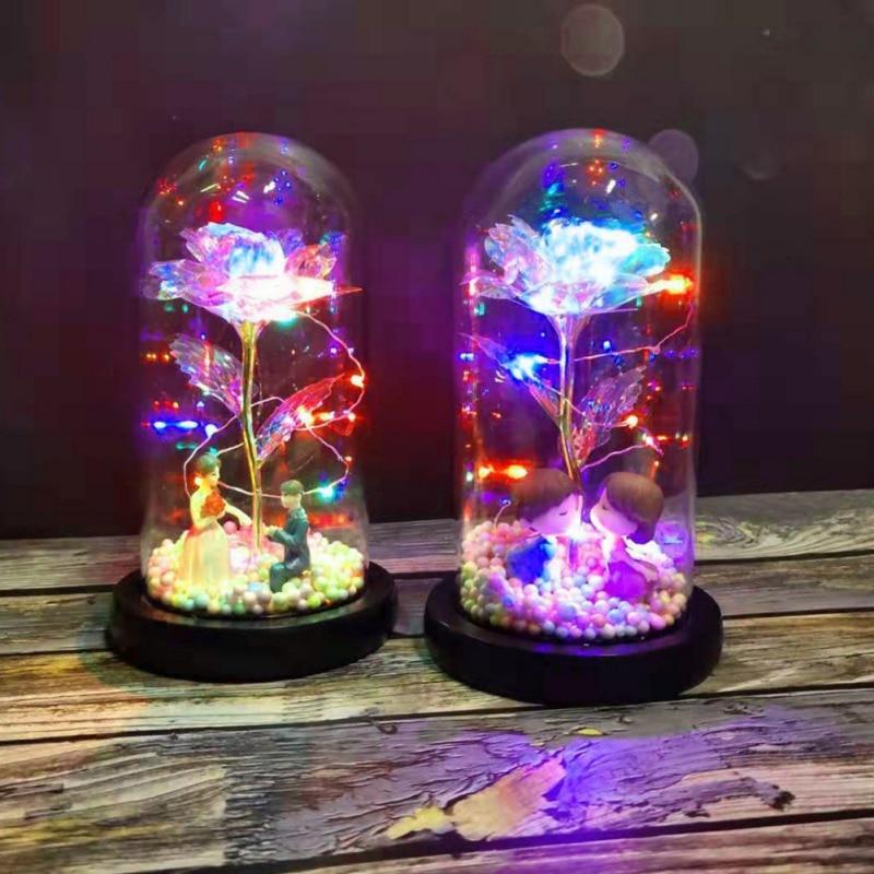Rainbow Orbs Galaxy Enchanted Rose LED Glass Display (7 Designs)